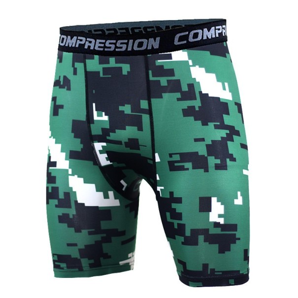 Herre kompressionsshorts med camouflage mønster armygrøn XXL