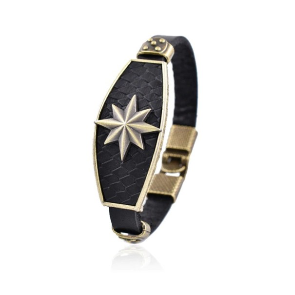 Herre læderarmbånd med stjerne 1