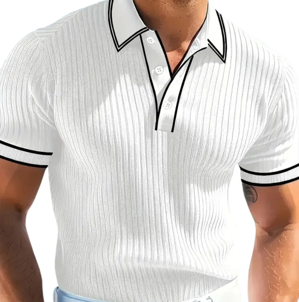 Herre polo med korte ærmer Enkeltfarvet design Knaplukning Krave Polyester Let og praktisk top til hverdag hvid L