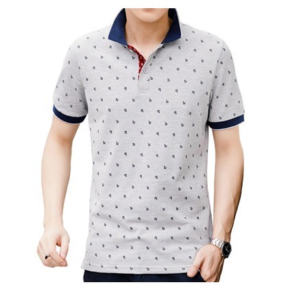 Herre poloshirt med ankre J2608 grå M