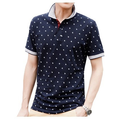 Herre poloshirt med ankre J2608 mørkeblå L
