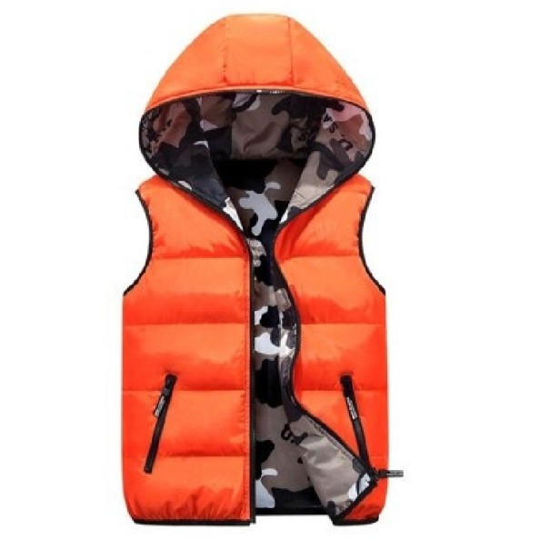 Herre quiltet vest S39 orange L