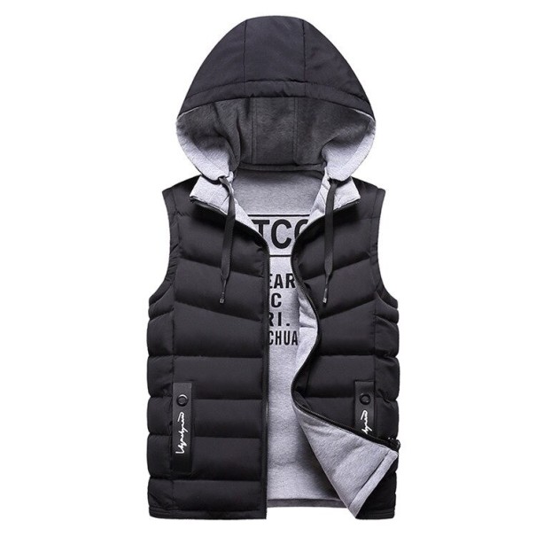 Herre quiltet vest, vendbar sort XS