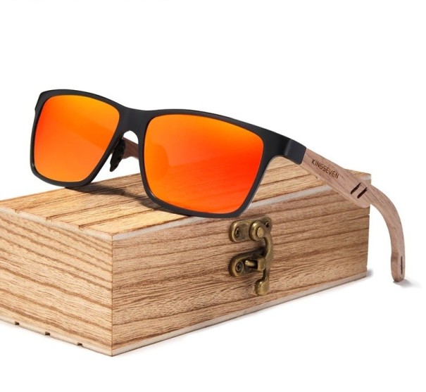 Herre solbriller i træ E2043 rød