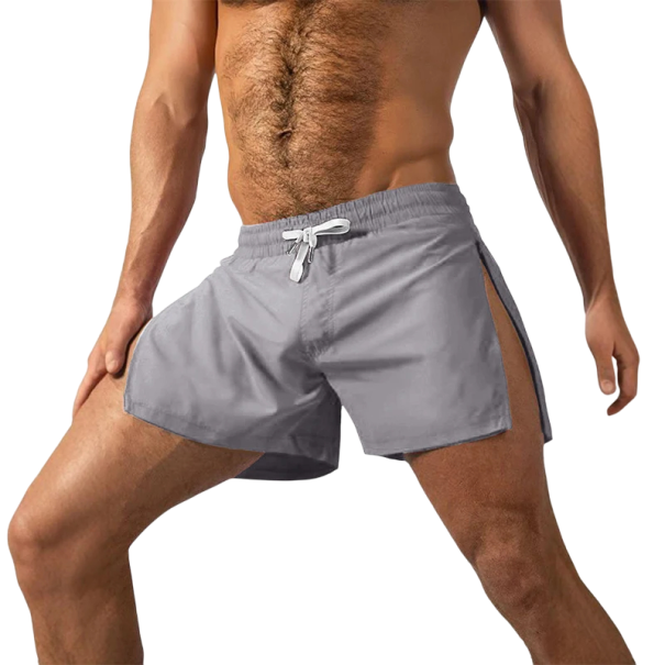 Herre sommer sportsshorts Hurtigtørrende Åndbar Svedtransporterende Snøre Lynlås i siden Let materiale til træning og fritid grå XS