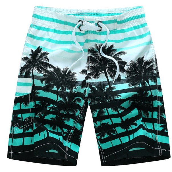 Herre strandshorts med palmer J2762 blå 4XL