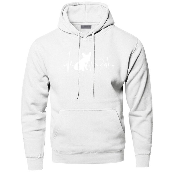 Herre sweatshirt med hjerteslag F51 hvid XS 1