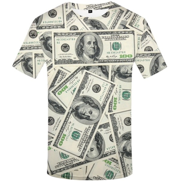 Herre T-shirt med 3D tryk - Dollars M