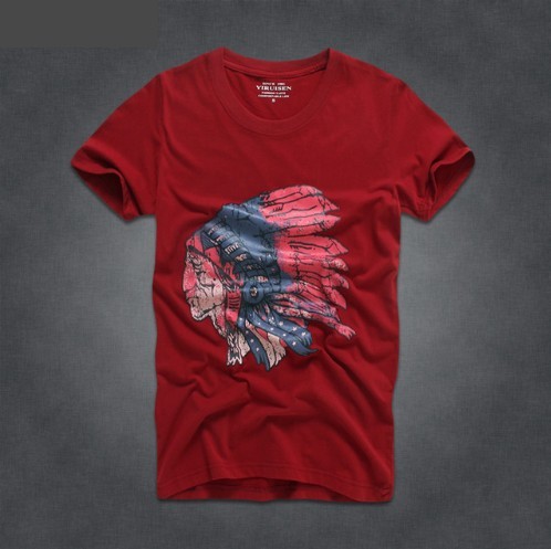 Herre T-shirt med indfødte amerikanske motiver J2118 rød L