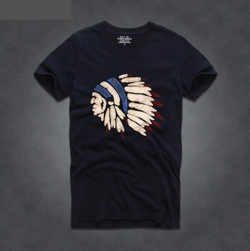 Herre-T-shirt med indisk print J2681 mørkeblå XS