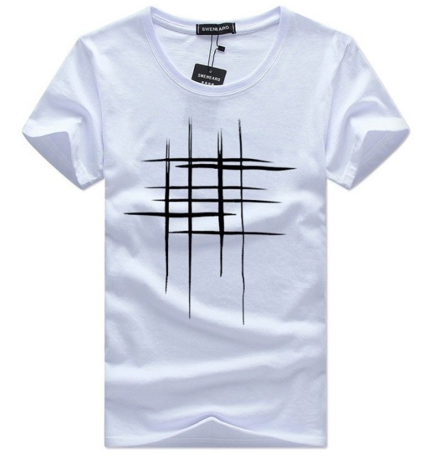 Herre T-shirt med interessant mønster J2945 hvid XXL