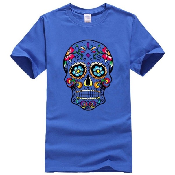 Herre t-shirt med kranium T2056 blå S