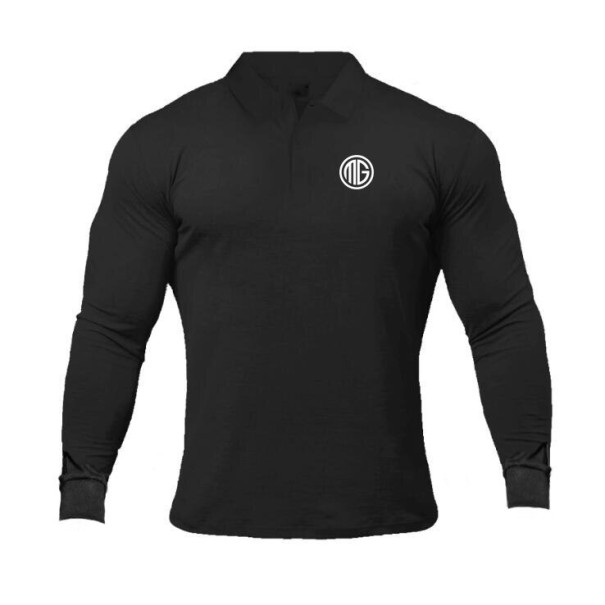 Herre T-shirt med lange ærmer F1791 sort L
