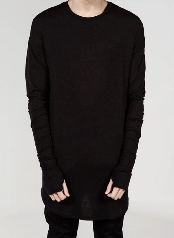Herre T-shirt med lange ærmer T2161 sort L