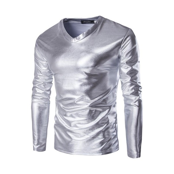 Herre T-shirt med lange ærmer T2353 sølv XL