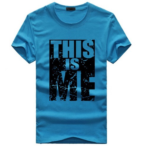 Herre T-shirt THIS IS ME J2946 blå L
