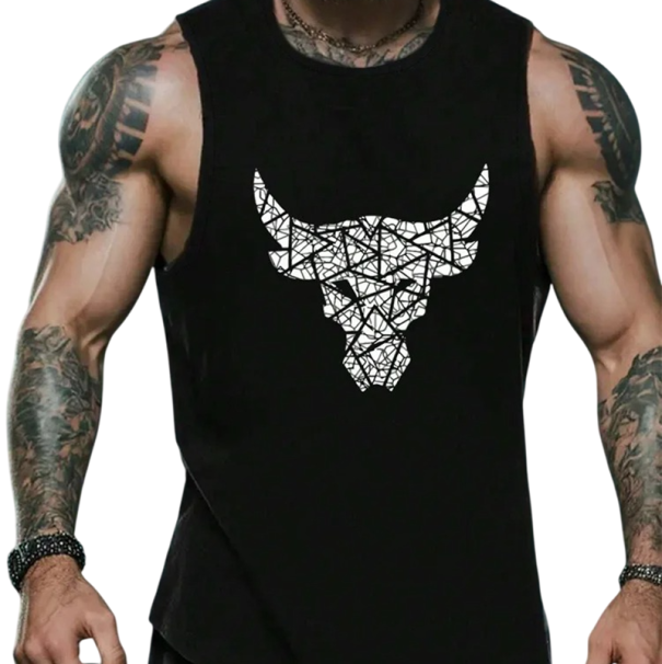 Herre tanktop ensfarvet med rund hals O Tyrtryk Polyester Let sportstop til sommer til fritid fitness sort XS