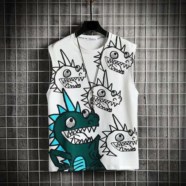 Herre tanktop med dinosaurer hvid XS