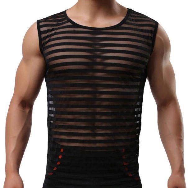 Herre tanktop med gennemsigtighed T1974 sort M