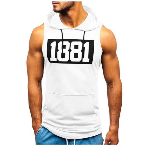 Herre tanktop med hætte F1828 hvid S