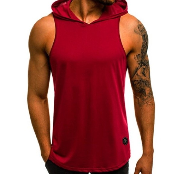 Herre tanktop med hætte F1831 rød M