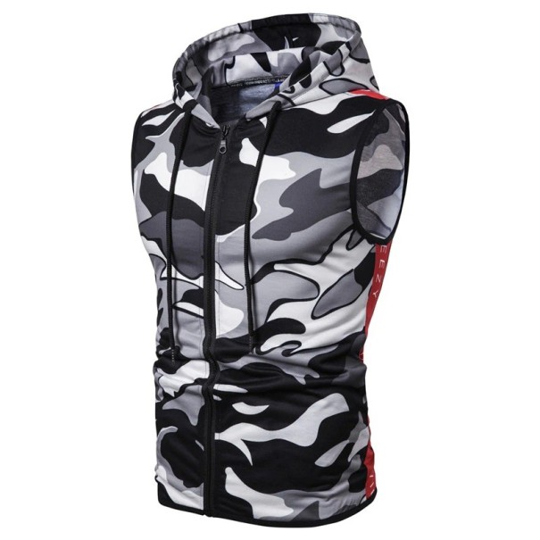 Herre tanktop med hætte F1840 hvid XS