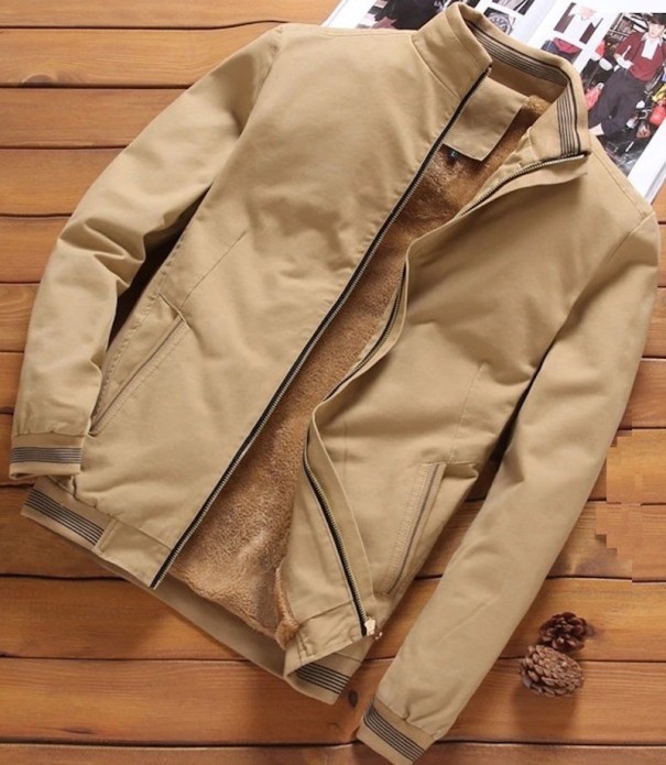 Herre vinterfleecejakke A2791 khaki M