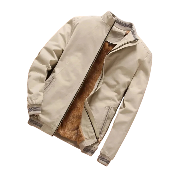 Herre vinterjakke Vindtæt varm udførelse Lynlås Praktiske lommer Holdbart polyester Vinterjakke til daglig brug i koldt vejr beige XS