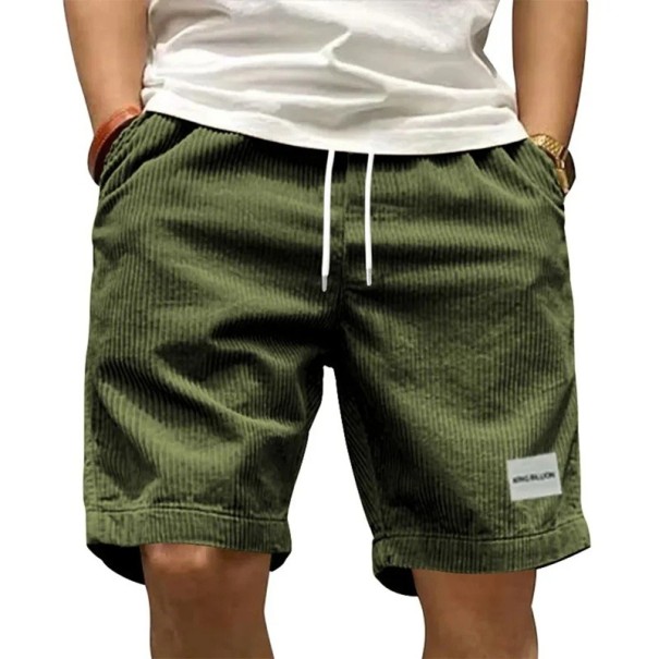 Herrefløjlsshorts i retrostil, afslappet, åndbar, shorts med snøre, elastisk talje, knælang, komfortabel pasform grøn S