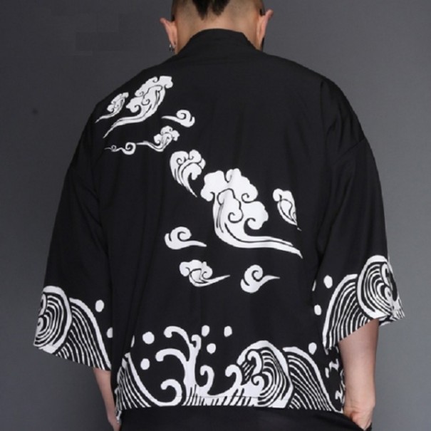 Herrejakke med japansk print - Sort XS