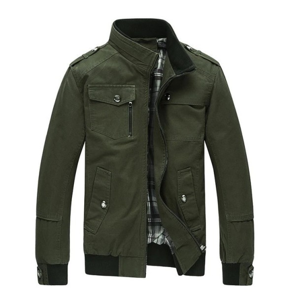 Herrejakke med krave J2588 armygrøn XL