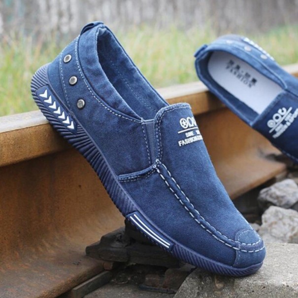 Herreloafers i lærred J1498 blå 42