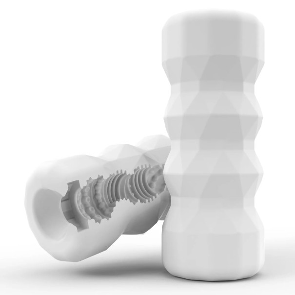 Herremasturbator med ergonomisk form og realistisk inderside, vandtæt 14x5,5 cm, diskret emballage hvid