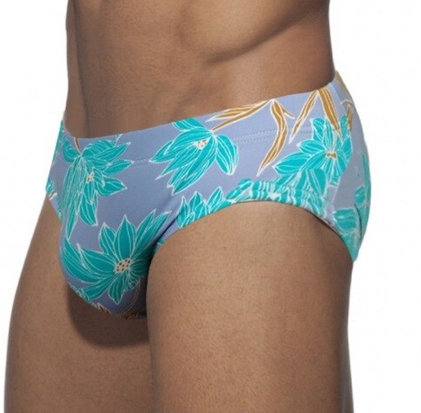 Herren-Bademode mit Blumenmuster F925 grau M