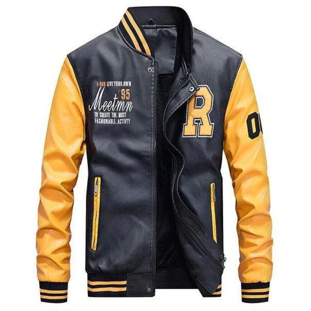 Herren-Baseball-Lederjacke J2038 gelb L