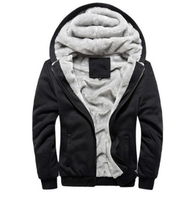 Herren-Baumwollfleecejacke J934 schwarz L