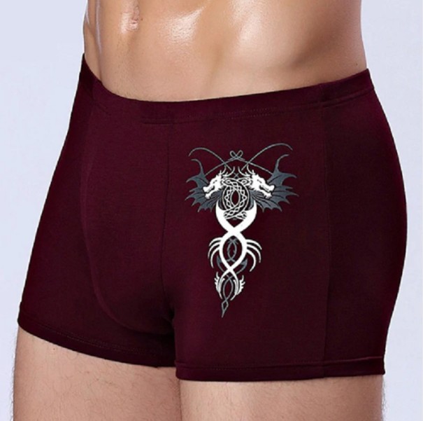 Herren-Boxershorts mit Drachen weinrot S