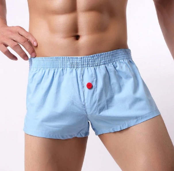 Herren-Boxershorts mit Knopf hellblau M