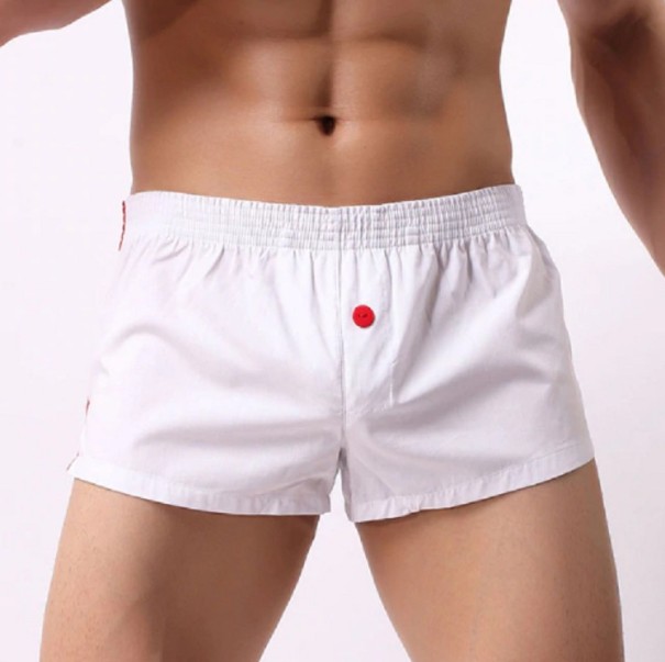 Herren-Boxershorts mit Knopf weiß L