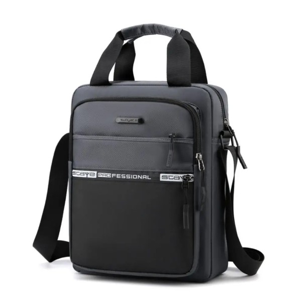 Herren Business-Umhängetasche 31×26×12 cm, wasserdicht, große Kapazität, Oxford-Tasche, lässig, einfarbig, Herren-Aktentasche für Dokumente und Reisen grau