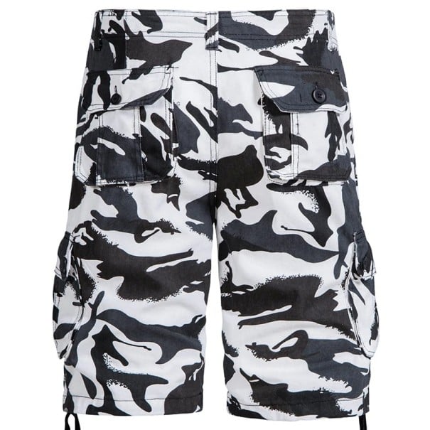 Herren Camouflage Outdoor Shorts aus Baumwolle Atmungsaktive Kurze Hose mit Seitentasche Knielang Bequeme Sommershorts zum Wandern und für die Freizeit weiß 34