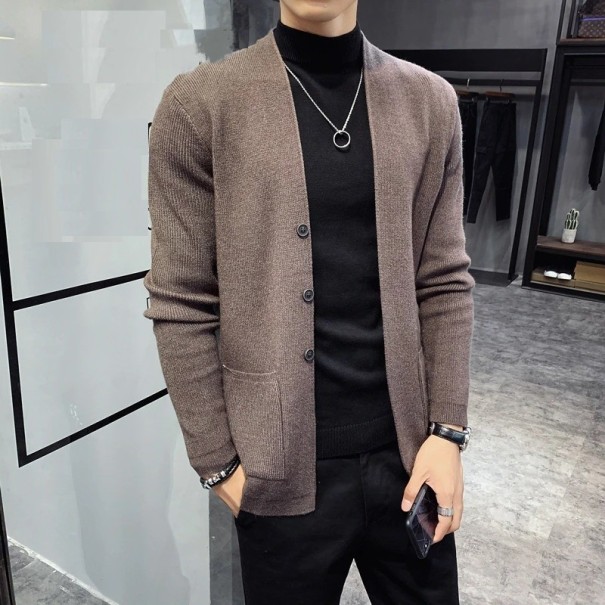 Herren-Cardigan mit Knöpfen F238 kaffee S