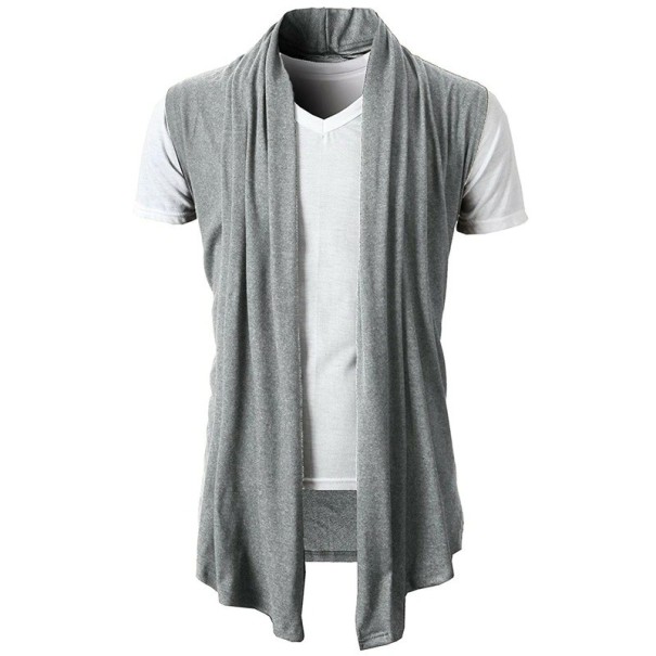 Herren-Cardigan mit kurzen Ärmeln F1119 grau XS