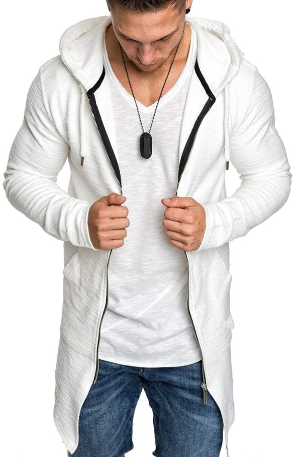 Herren-Cardigan mit Reißverschluss weiß L