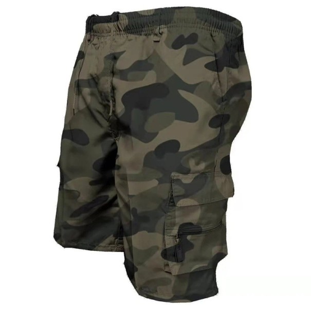 Herren-Cargo-Shorts im Camouflage-Look für den Außenbereich, knielang, lockere Passform, mehrere Taschen, elastischer Bund, strapazierfähige Shorts für Wandern und Camping in der Natur grün L