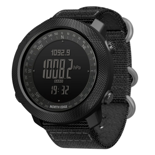 Herren-Digital-Sportuhr, 50 mm, wasserdicht, zum Laufen, Schwimmen, Kompass, Barometer, Höhenmesser, Schrittzähler, Nylonarmband, Wecker 1