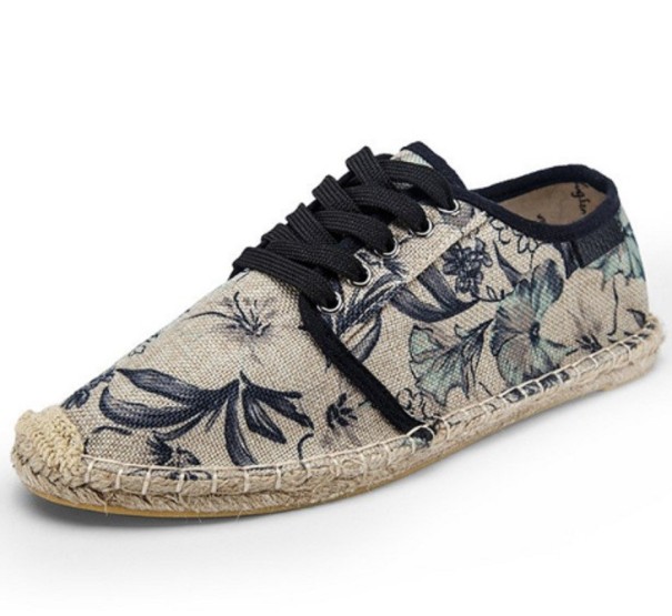 Herren-Espadrilles mit Blumen J2113 dunkelblau 35