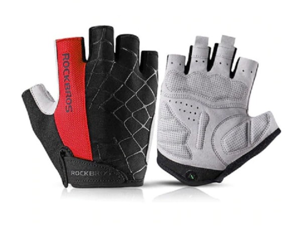 Herren-Fahrradhandschuhe mit Spinnennetz-Print J2640 rot M