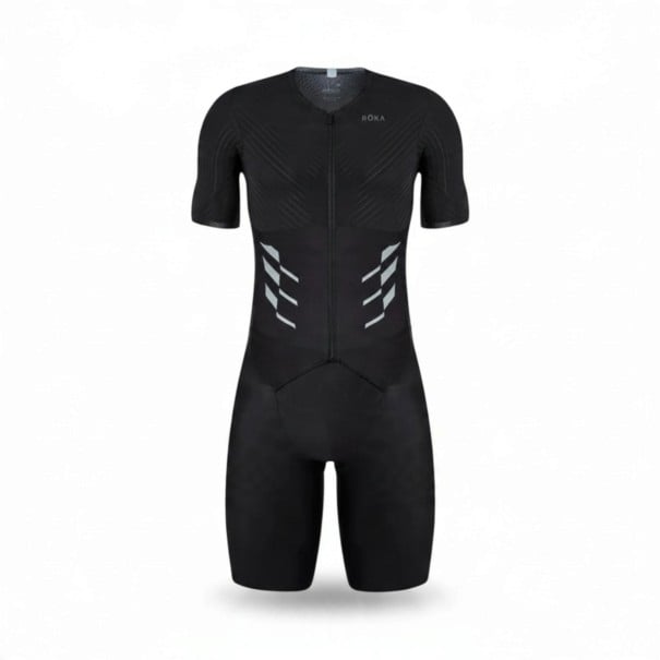Herren Fahrradset Trikot mit kurzen Ärmeln und Shorts Reißverschluss vorne Elastisches Material 80 % Polyester und 20 % Spandex schwarz XXS