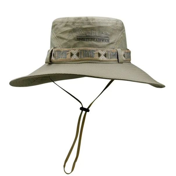 Herren Fischerhut 55-60 cm Mit Kinnriemen Schutzschirm 9 cm Sommer Sonnenhut Outdoor Wanderhut zum Angeln grau